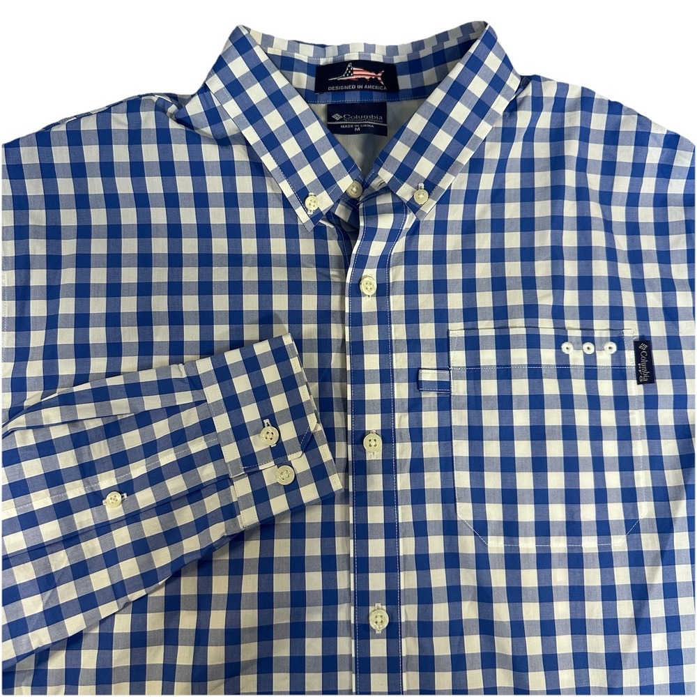 COLUMBIA PFG SUPER DOCKSIDE‎ SHIRT BUFFALO GINGHAM CHECK VENTED FISHING  LS MED